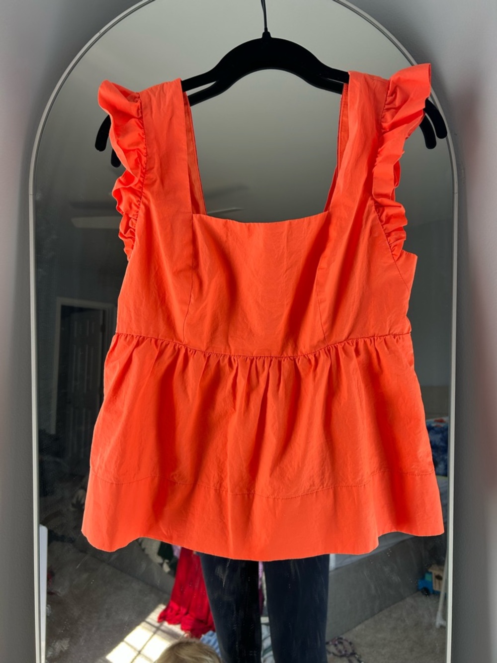 Lilly Pulitzer Coral Ruffle-Sleeve Peplum Tank